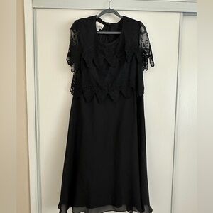 XXL Black Dress w/ Lace Overlay